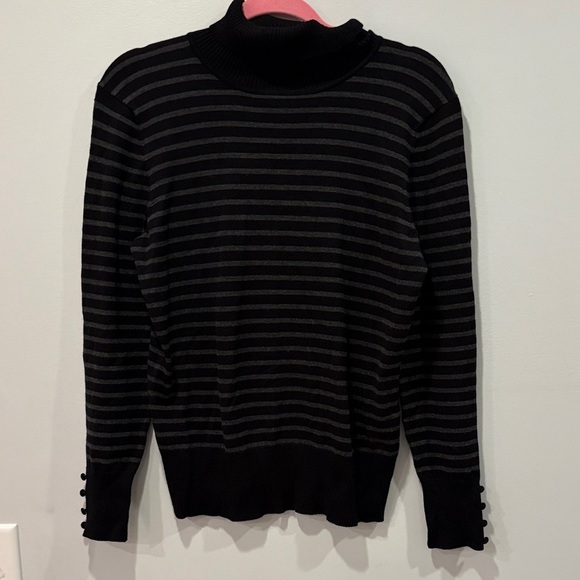 Cupio Sweaters - Cupio Black and Gray Striped Turtleneck Sweater nwot